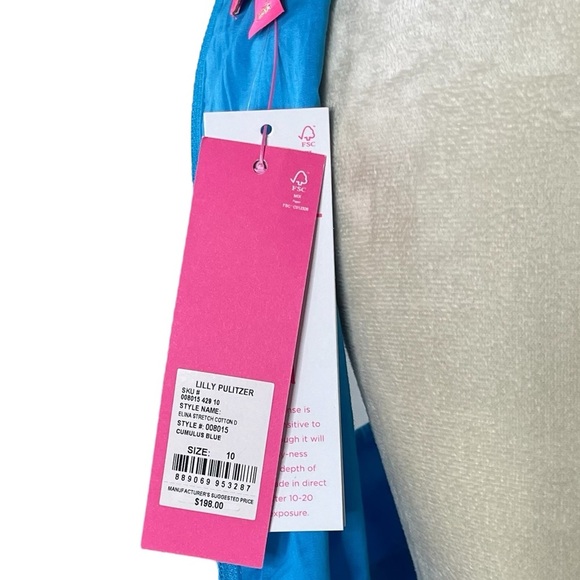 NWT Lily Pulitzer Elina Stretch Cotton Cumulus Blue - Picture 11 of 11